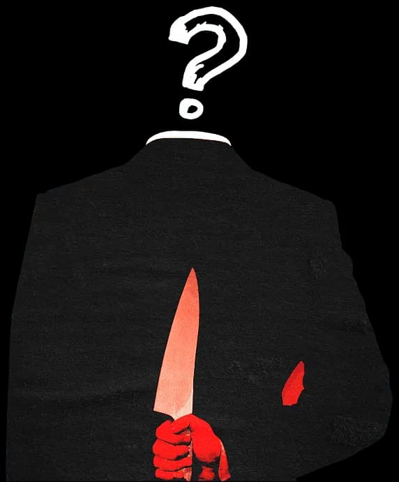 Silhouette of Jack the Ripper figure with knife in Victorian London alleyway